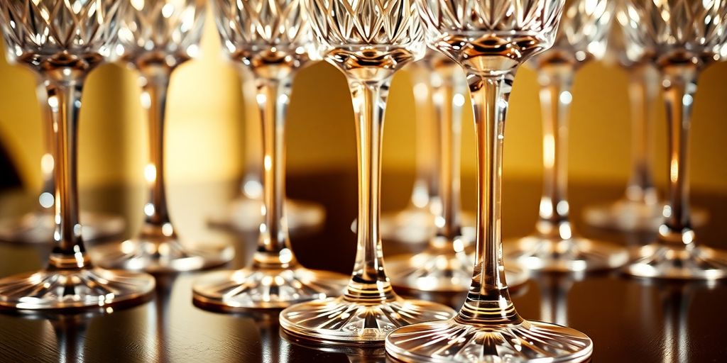Verres en cristal élégants sur une table raffinée.