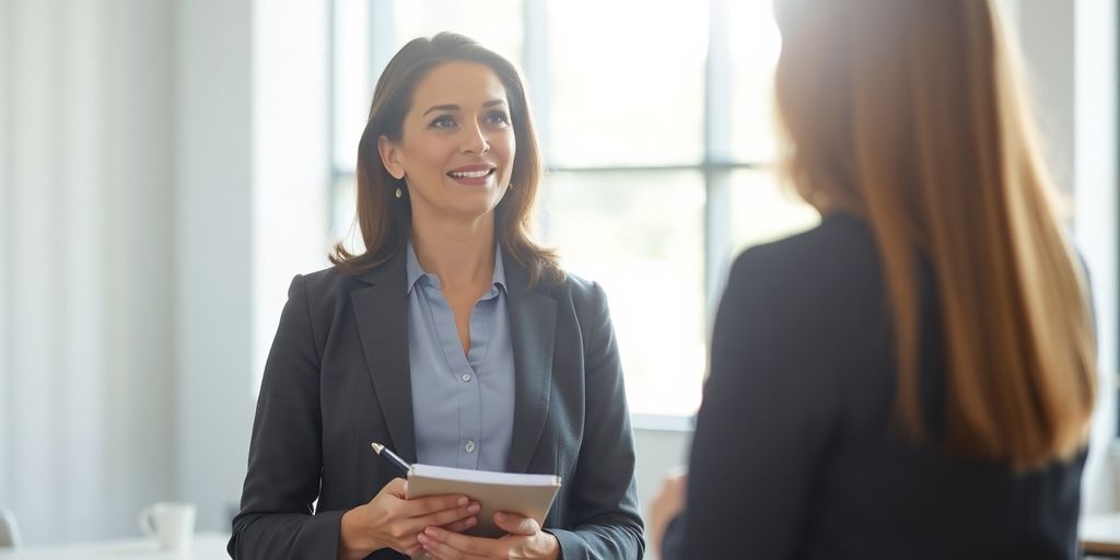 Femme souriante en conversation