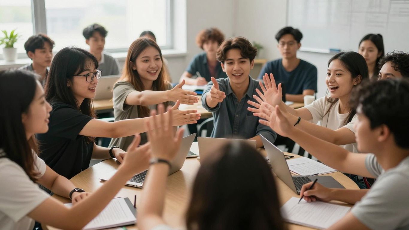 Personnes apprenant ensemble dans un environnement moderne.
